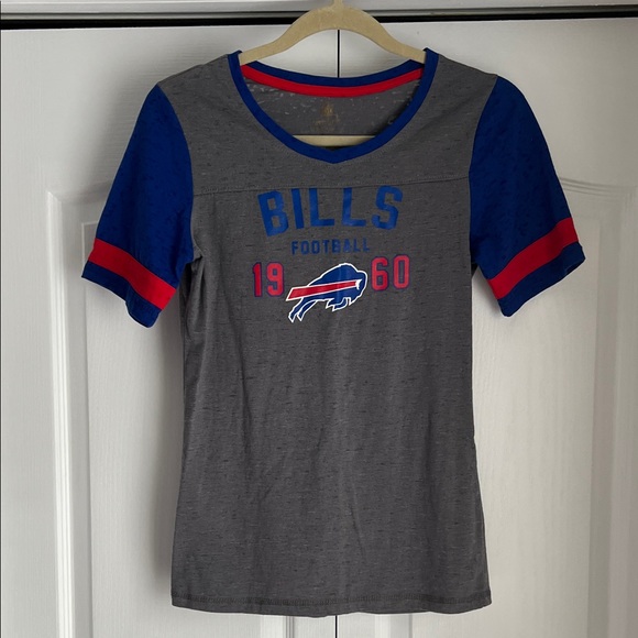 NFL Tops - NFL Gray and Blue Buffalo Bills Football Tee